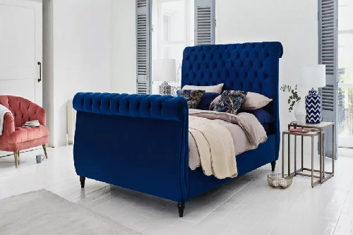 Blue sleigh clearance bed