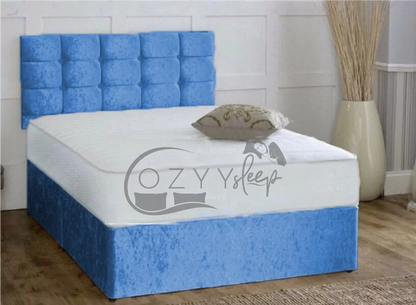 cozyysleep cream crushed velvet single divan bed - 2