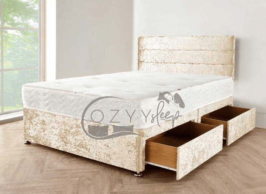 crushed velvet silver divan bed set sale - 2