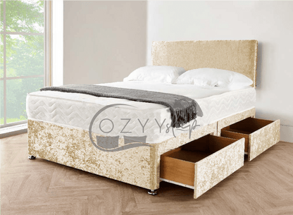 modern divan silver crushed velvet bed set - 4