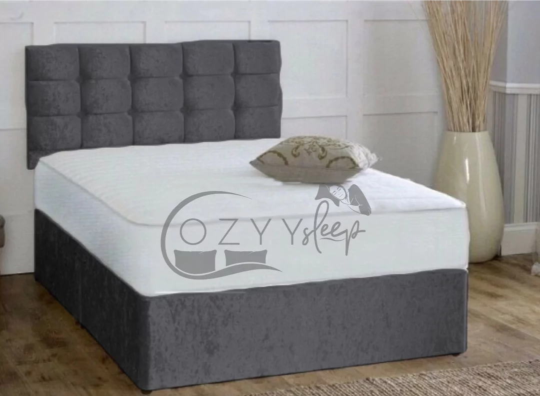 cozyysleep cream crushed velvet single divan bed - 3