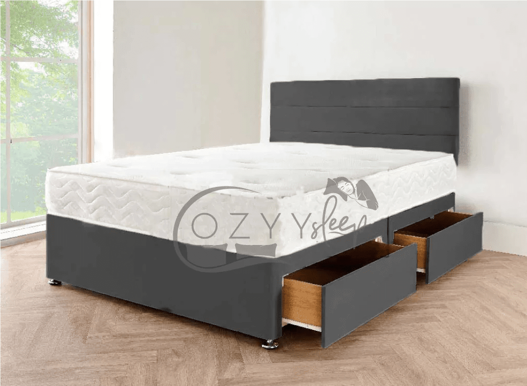 cozyysleep black chenille divan storage bed set - 3
