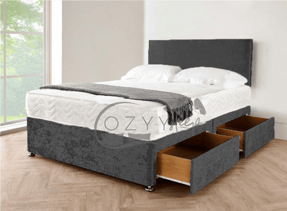 modern divan silver crushed velvet bed set - 5