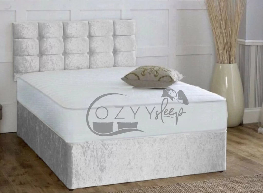cozyysleep cream crushed velvet single divan bed - 4
