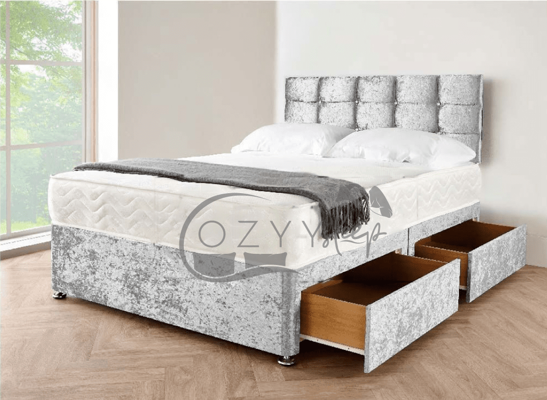 silver crushed velvet 3ft single bed - 5