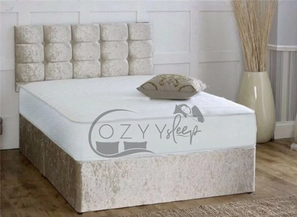 cozyysleep cream crushed velvet single divan bed - 5