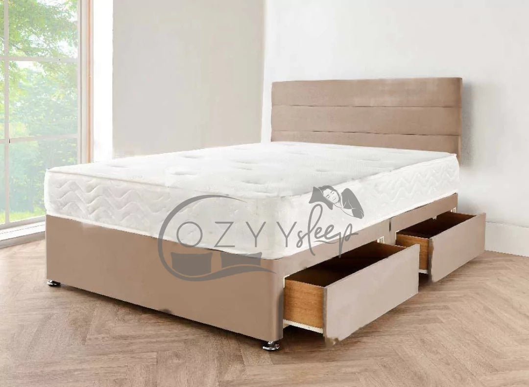 cozyysleep black chenille divan storage bed set - 5