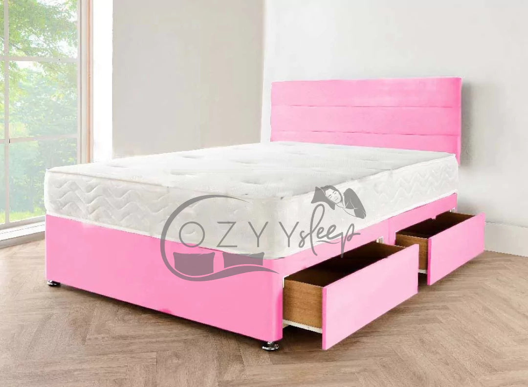 cozyysleep black chenille divan storage bed set - 6
