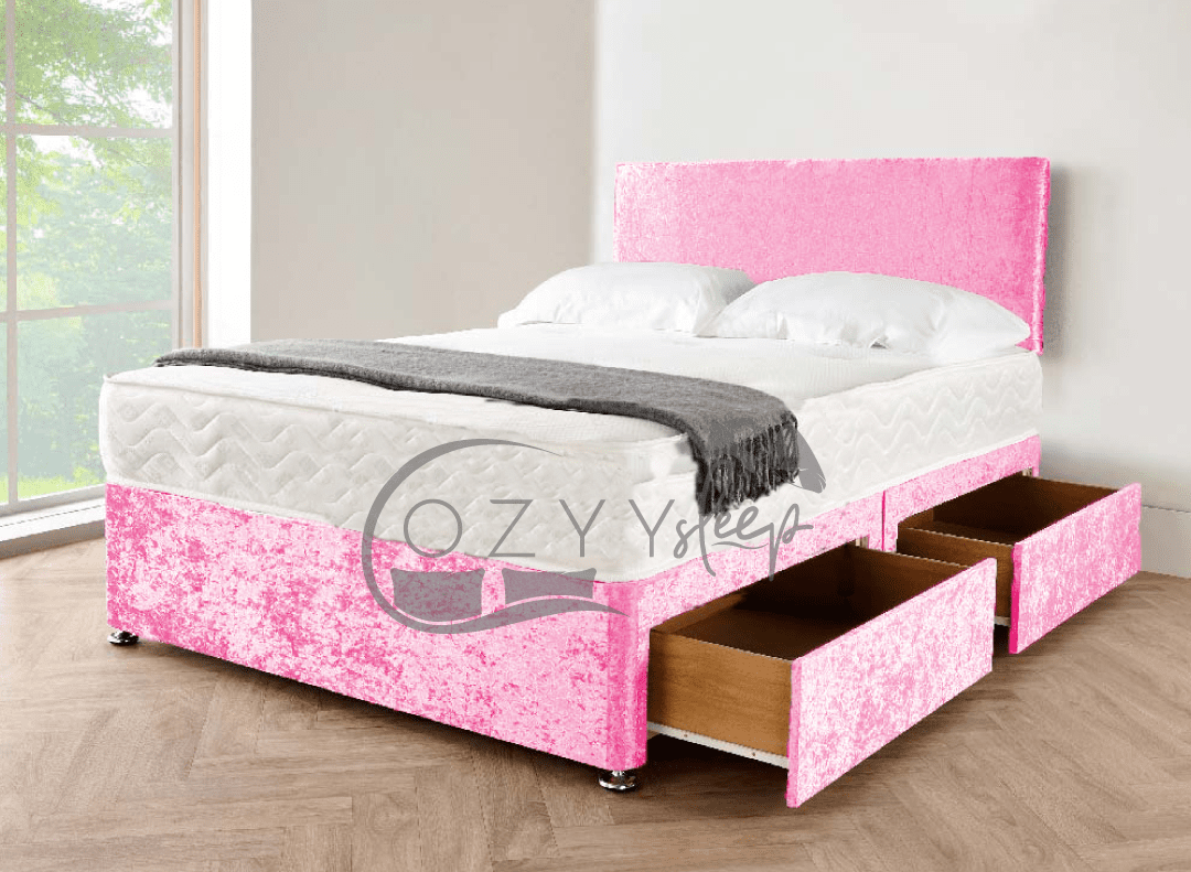modern divan silver crushed velvet bed set - 8