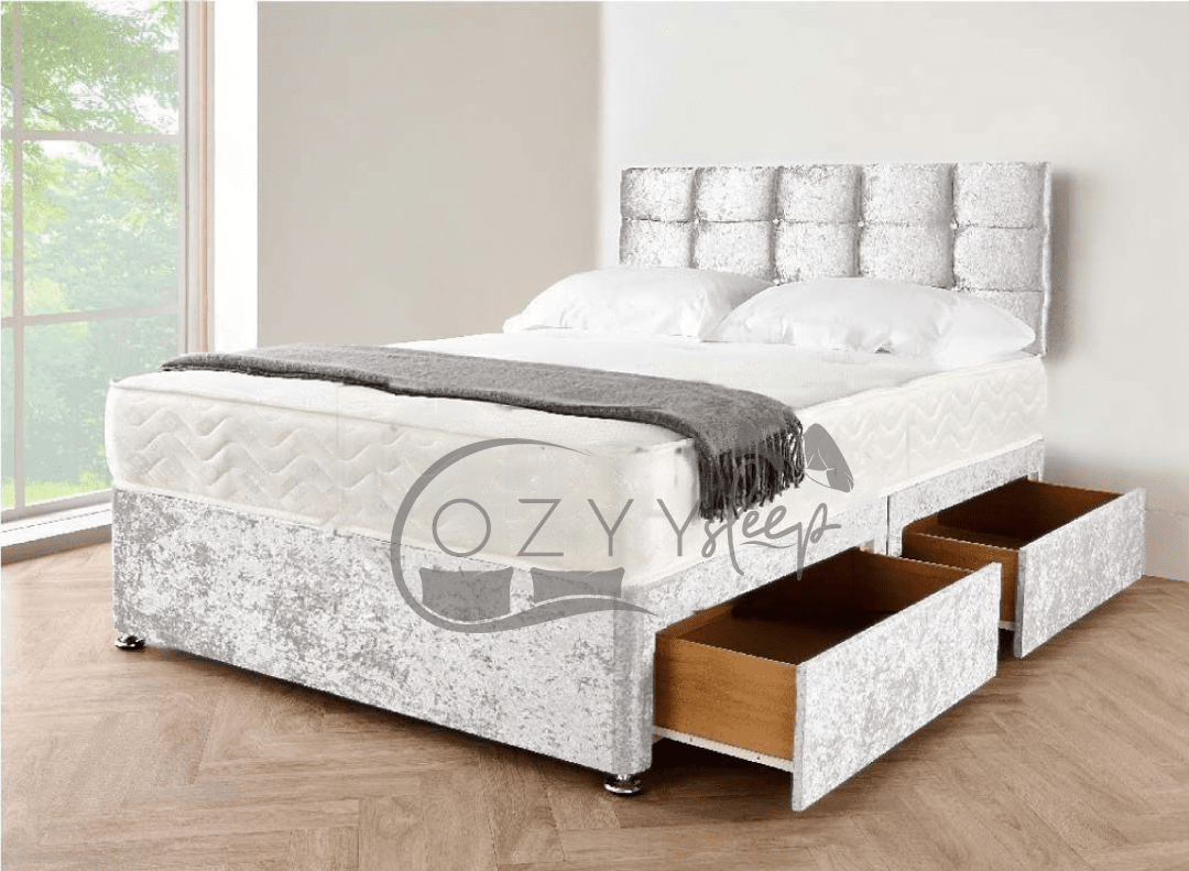 silver crushed velvet 3ft single bed - 8