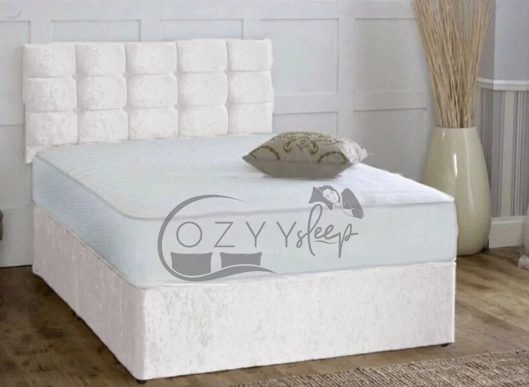 cozyysleep cream crushed velvet single divan bed - 8